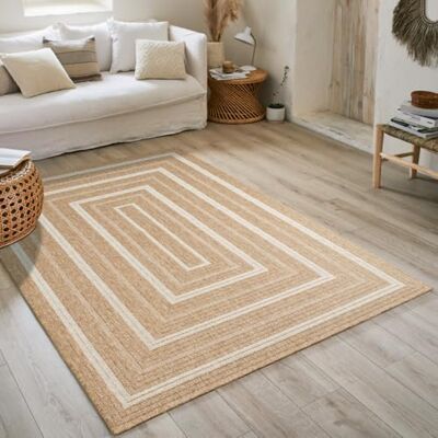 Nazar Tapis Nature, Naturel Boheme, Aspect Jute, Salon, Chambre, Couloirs, Extérieur, Couleur Naturelle (60 x 90 cm, 8863 Blanc) - Publicité Nazar Tapis Nature, Naturel Boheme, Aspect Jute, Salon, Chambre, Couloirs, Extérieur, Couleur Naturelle (60 x 90 cm, 8863 Blanc) - Publicité