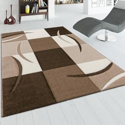 Paco Home Tapis De Créateur Aux Contours Découpés à Carreaux en Marron Beige, Dimension:300x400 cm - Publicité Paco Home Tapis De Créateur Aux Contours Découpés à Carreaux en Marron Beige, Dimension:300x400 cm - Publicité