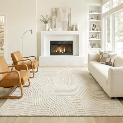 HOMCOM Tapis Salon 200 x 140 cm Poils Épais Géométrique Moelleux Crème - Publicité HOMCOM Tapis Salon 200 x 140 cm Poils Épais Géométrique Moelleux Crème - Publicité