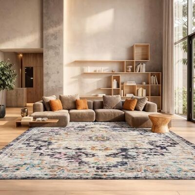 Tapis Noir et Or Malaya - 183x274 cm - Publicité Tapis Noir et Or Malaya - 183x274 cm - Publicité