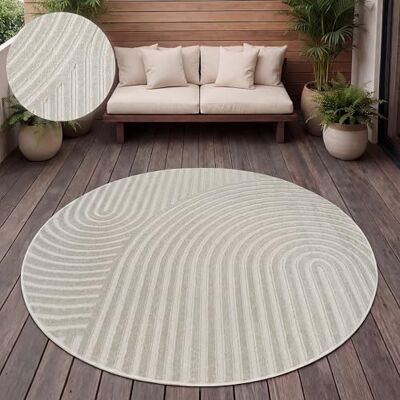 Paco Home Tapis Exterieur Terrasse Salon Cuisine Motif Scandinave Motif Boho Uni, Dimension:160 cm Rond, Couleur:Crème 6 - Publicité Paco Home Tapis Exterieur Terrasse Salon Cuisine Motif Scandinave Motif Boho Uni, Dimension:160 cm Rond, Couleur:Crème 6 - Publicité