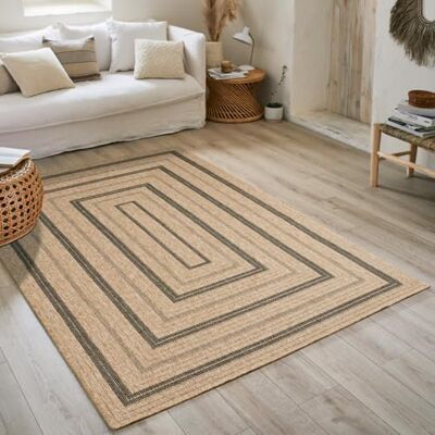 Nazar Tapis Nature, Naturel Boheme, Aspect Jute, Salon, Chambre, Couloirs, Extérieur, Couleur Naturelle (160x230 cm, 8863 Noir) - Publicité Nazar Tapis Nature, Naturel Boheme, Aspect Jute, Salon, Chambre, Couloirs, Extérieur, Couleur Naturelle (160x230 cm, 8863 Noir) - Publicité