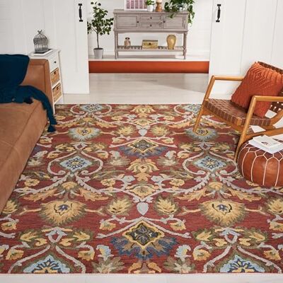 Safavieh - Blossom - Rouge/Multicolore - Laine - Tapis - Publicité Safavieh - Blossom - Rouge/Multicolore - Laine - Tapis - Publicité