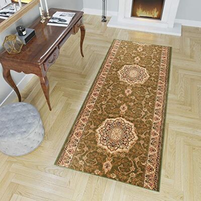 TAPISO Yesemek Tapis de Couloir Long Entrée Salon Chambre Bureau Design Oriental Traditionnel Vert Beige Motif Rosace Ornamental Floral Bordé Poil Court Doux Tapis au Mètre 60 x 160 cm - Publicité TAPISO Yesemek Tapis de Couloir Long Entrée Salon Chambre Bureau Design Oriental Traditionnel Vert Beige Motif Rosace Ornamental Floral Bordé Poil Court Doux Tapis au Mètre 60 x 160 cm - Publicité