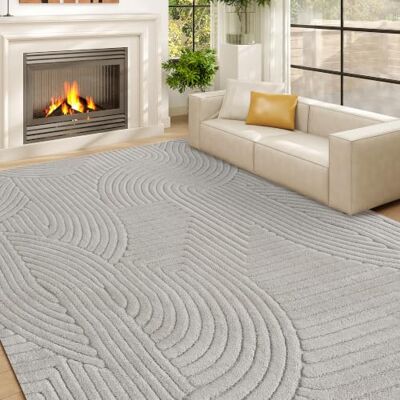 HOMCOM Tapis Salon 160 x 120 cm Poils Épais Géométrique Moelleux Gris Antidérapant, Style Moderne, pour Salon, Chambre à Coucher, Bureau - Publicité HOMCOM Tapis Salon 160 x 120 cm Poils Épais Géométrique Moelleux Gris Antidérapant, Style Moderne, pour Salon, Chambre à Coucher, Bureau - Publicité
