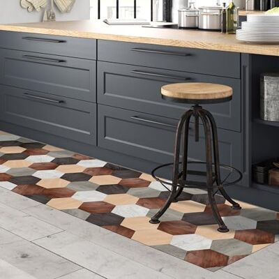 CREARREDA Tapis de Cuisine antidérapant Mixed Wood 50x120 Tapis de Protection de Sol en Vinyle 100% fabriqué en Italie, avec Encre Non Toxique, Ignifuge et résistant à l'eau - Publicité CREARREDA Tapis de Cuisine antidérapant Mixed Wood 50x120 Tapis de Protection de Sol en Vinyle 100% fabriqué en Italie, avec Encre Non Toxique, Ignifuge et résistant à l'eau - Publicité