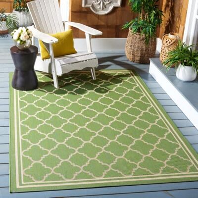 Safavieh - Courtyard Grid - Vert Beige - 122x170 cm - Rug - Publicité Safavieh - Courtyard Grid - Vert Beige - 122x170 cm - Rug - Publicité