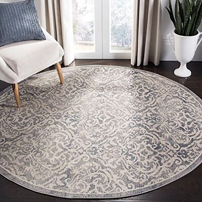 Tapis Ophelia 201x201cm Gris Clair et Bleu - Publicité Tapis Ophelia 201x201cm Gris Clair et Bleu - Publicité