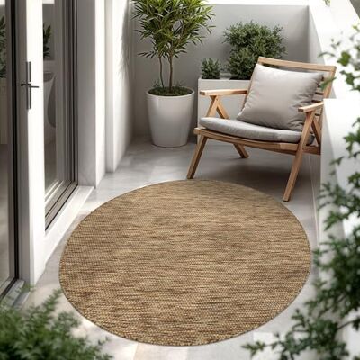 Paco Home Tapis Intérieur Et Extérieur Balcon Terrasse Tapis Cuisine Monochrome Moucheté, Dimension:160 cm Rond, Couleur:Café - Publicité Paco Home Tapis Intérieur Et Extérieur Balcon Terrasse Tapis Cuisine Monochrome Moucheté, Dimension:160 cm Rond, Couleur:Café - Publicité