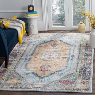 Safavieh - Marlie - Polyester - Bleu - Tapis - Publicité Safavieh - Marlie - Polyester - Bleu - Tapis - Publicité