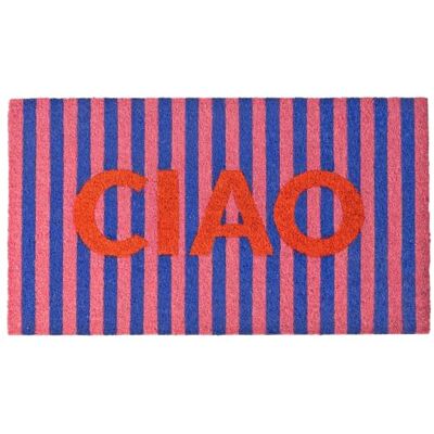 FISURA . – Paillasson d'entrée Ciao en Fibre de Coco avec Base antidérapante en PVC. Tapis Original à Rayures Roses, Bleues et Rouges Peint à la Main. Dimensions : 70 cm x 40 cm - Publicité FISURA . – Paillasson d'entrée Ciao en Fibre de Coco avec Base antidérapante en PVC. Tapis Original à Rayures Roses, Bleues et Rouges Peint à la Main. Dimensions : 70 cm x 40 cm - Publicité