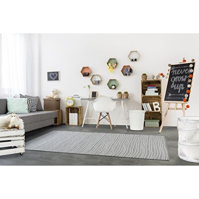 andiamo Tapis tissé Bolonia Motif Moderne en polypropylène Rayures Grises 160 x 235 cm - Publicité andiamo Tapis tissé Bolonia Motif Moderne en polypropylène Rayures Grises 160 x 235 cm - Publicité