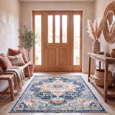 Tapis Bleu Malaya de Safavieh - Polypropylène 180x120cm - Publicité Tapis Bleu Malaya de Safavieh - Polypropylène 180x120cm - Publicité