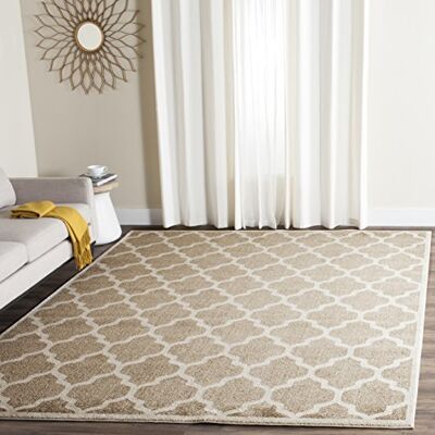 SAFAVIEH Tapis géométrique pour Salon, Salle à manger, Chambre à coucher Amherst Collection, Tapis à poil court, Blé et beige, 244 X 305 cm - Publicité SAFAVIEH Tapis géométrique pour Salon, Salle à manger, Chambre à coucher Amherst Collection, Tapis à poil court, Blé et beige, 244 X 305 cm - Publicité