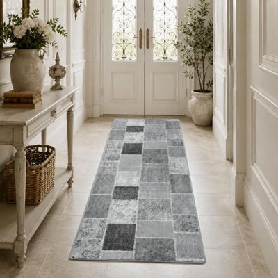 casa pura Tapis Vintage Tapis Patchwork Polyamide résistant Entretien Facile 18 Tailles Monsano, 80x200cm Anthracite - Publicité casa pura Tapis Vintage Tapis Patchwork Polyamide résistant Entretien Facile 18 Tailles Monsano, 80x200cm Anthracite - Publicité
