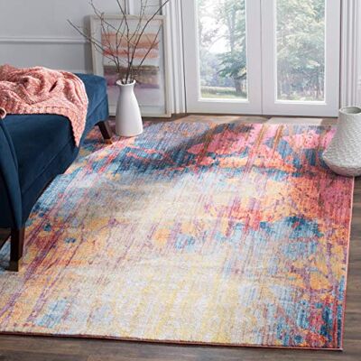 Collection Bristol de Safavieh - Tapis, Bleu et Rouille, 122 X 183 cm, Courte Pile - Publicité Collection Bristol de Safavieh - Tapis, Bleu et Rouille, 122 X 183 cm, Courte Pile - Publicité