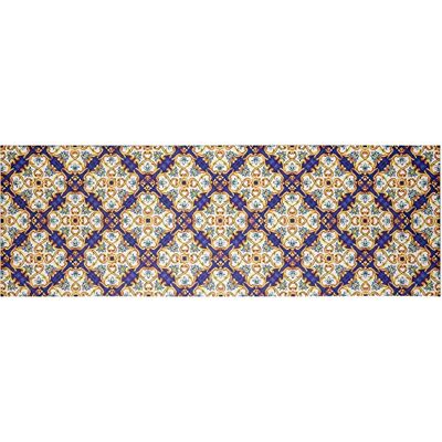 BARONI HOME Tapis en Vinyle de Cuisine Motifs Majoliques Bleu et Jaune - 60x180 cm Tapis - Publicité BARONI HOME Tapis en Vinyle de Cuisine Motifs Majoliques Bleu et Jaune - 60x180 cm Tapis - Publicité