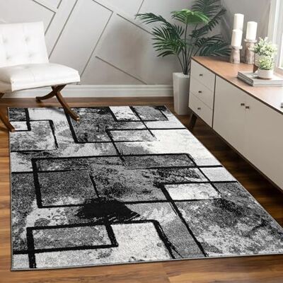 Paco Home Tapis Design Moderne Poils Ras Abstrait Peintures Effet Noir Gris Anthracite, Dimension:140x200 cm - Publicité Paco Home Tapis Design Moderne Poils Ras Abstrait Peintures Effet Noir Gris Anthracite, Dimension:140x200 cm - Publicité