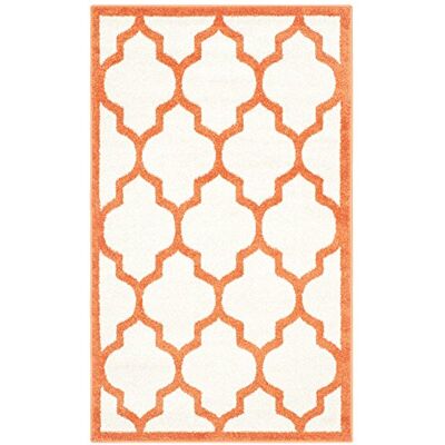 SAFAVIEH Tapis géométrique pour Salon, Salle à manger, Chambre à coucher Amherst Collection, Tapis à poil court, Beige et orange, 91 X 152 cm - Publicité SAFAVIEH Tapis géométrique pour Salon, Salle à manger, Chambre à coucher Amherst Collection, Tapis à poil court, Beige et orange, 91 X 152 cm - Publicité