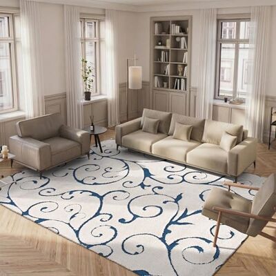 Tapis Chester Crème & Bleu - Mobilier - Publicité Tapis Chester Crème & Bleu - Mobilier - Publicité