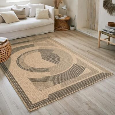 Nazar Tapis Nature, Naturel Boheme, Aspect Jute, Salon, Chambre, Couloirs, Extérieur, Couleur Naturelle (120x120 cm Rond, 8865 Noir) - Publicité Nazar Tapis Nature, Naturel Boheme, Aspect Jute, Salon, Chambre, Couloirs, Extérieur, Couleur Naturelle (120x120 cm Rond, 8865 Noir) - Publicité