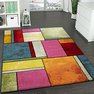 Paco Home Tapis Design à Carreaux Contour Trendy Multicolore l'oeil Vert Bleu Orange Rose, Dimension:160x230 cm - Publicité Paco Home Tapis Design à Carreaux Contour Trendy Multicolore l'oeil Vert Bleu Orange Rose, Dimension:160x230 cm - Publicité