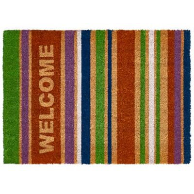 andiamo Paillasson en Coco Welcome pour l'intérieur et l'extérieur Paillasson en Coco avec revêtement antidérapant 40 x 60 cm Rayures - Publicité andiamo Paillasson en Coco Welcome pour l'intérieur et l'extérieur Paillasson en Coco avec revêtement antidérapant 40 x 60 cm Rayures - Publicité