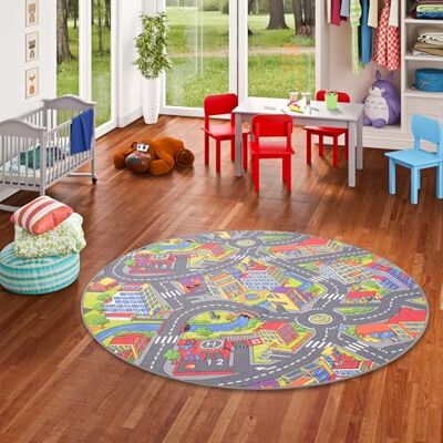 Snapstyle - Little Town 3D Rund - Round - Ø133 cm - rug - Publicité Snapstyle - Little Town 3D Rund - Round - Ø133 cm - rug - Publicité