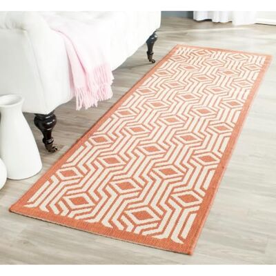 SAFAVIEH Tapis Contemporain pour Salon, Salle à Manger, Chambre à Coucher Courtyard Collection, Tapis à Poil Court, Beige et Terracotta, 69 X 201 cm - Publicité SAFAVIEH Tapis Contemporain pour Salon, Salle à Manger, Chambre à Coucher Courtyard Collection, Tapis à Poil Court, Beige et Terracotta, 69 X 201 cm - Publicité