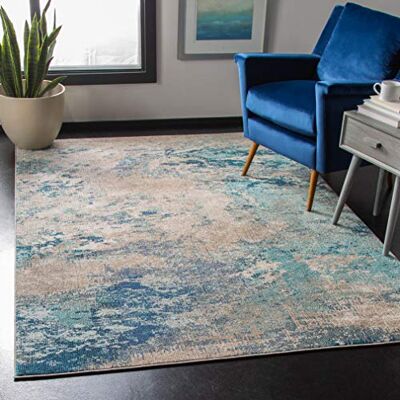 Tapis Julia Bleu & Gris - 183 x 274 cm - Coton & Polypropylène - Publicité Tapis Julia Bleu & Gris - 183 x 274 cm - Coton & Polypropylène - Publicité