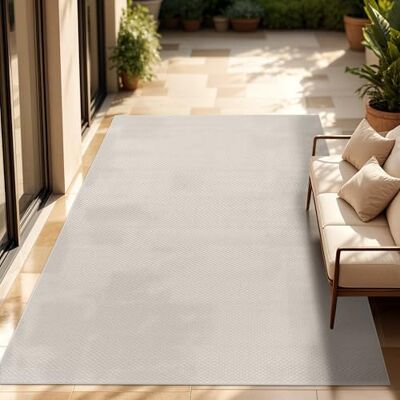 Paco Home Tapis Intérieur Et Extérieur Balcon Terrasse Tapis Cuisine Monochrome Moucheté, Dimension:150 cm carré, Couleur:Ivoire - Publicité Paco Home Tapis Intérieur Et Extérieur Balcon Terrasse Tapis Cuisine Monochrome Moucheté, Dimension:150 cm carré, Couleur:Ivoire - Publicité