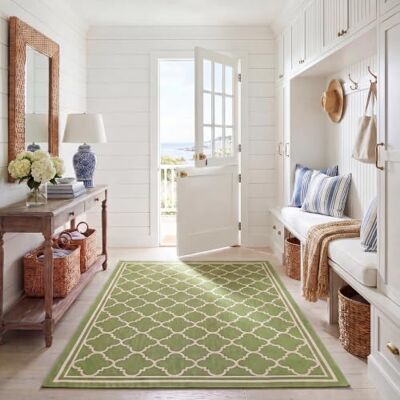 Safavieh - Courtyard Grid - Vert Beige - 122x170 cm - Rug - Publicité Safavieh - Courtyard Grid - Vert Beige - 122x170 cm - Rug - Publicité