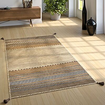 Paco Home TTapis Salon Nature Franges Tissé Main 100% Coton, Dimension:120x170 cm, Couleur:Beige - Publicité Paco Home TTapis Salon Nature Franges Tissé Main 100% Coton, Dimension:120x170 cm, Couleur:Beige - Publicité