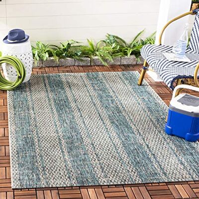Safavieh - Courtyard Collection - Gris Clair Teal - Tapis - Publicité Safavieh - Courtyard Collection - Gris Clair Teal - Tapis - Publicité
