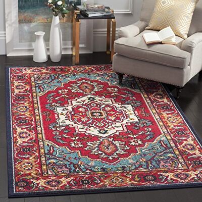 Tapis moderne Safavieh rouge et turquoise en polypropylène tissé - Tapis - Publicité Tapis moderne Safavieh rouge et turquoise en polypropylène tissé - Tapis - Publicité