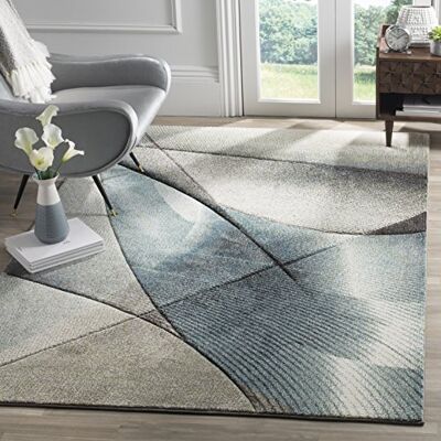 SAFAVIEH Tapis Contemporain pour Salon, Salle à Manger, Chambre à Coucher Hollywood Collection, Tapis à Poil Court, Gris et Sarcelle, 160 X 229 cm - Publicité SAFAVIEH Tapis Contemporain pour Salon, Salle à Manger, Chambre à Coucher Hollywood Collection, Tapis à Poil Court, Gris et Sarcelle, 160 X 229 cm - Publicité