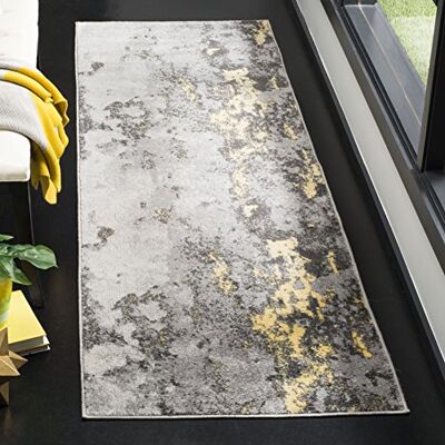 SAFAVIEH Tapis Abstrait pour Salon, Salle à Manger, Chambre à Coucher Adirondack Collection, Tapis à Poil Court, Gris et Jaune, 80 X 180 cm - Publicité SAFAVIEH Tapis Abstrait pour Salon, Salle à Manger, Chambre à Coucher Adirondack Collection, Tapis à Poil Court, Gris et Jaune, 80 X 180 cm - Publicité