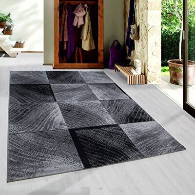 SIMPEX Tapis 160x230 cm Noir Poils Courts Design Abstrait Carreaux Moderne pour Salon Chambre Cuisine Couloir Salle à Manger Doux - Publicité SIMPEX Tapis 160x230 cm Noir Poils Courts Design Abstrait Carreaux Moderne pour Salon Chambre Cuisine Couloir Salle à Manger Doux - Publicité