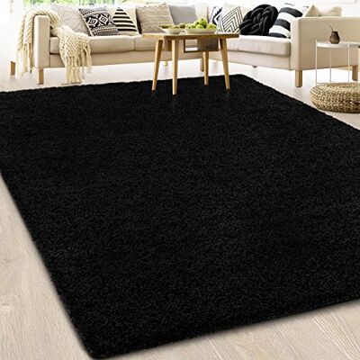 casa pura Tapis style Shaggy, à poils longs, qualité allemande, tapis pour chambre, salon ou couloir, tailles et couleurs au choix, modèle Barcelona, polypropylène, noir, 100 x 150 cm - Publicité casa pura Tapis style Shaggy, à poils longs, qualité allemande, tapis pour chambre, salon ou couloir, tailles et couleurs au choix, modèle Barcelona, polypropylène, noir, 100 x 150 cm - Publicité