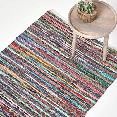 HOMESCAPES Tapis Chindi en Coton recyclé, Tapis Multicolore 70 x 120 cm - Publicité HOMESCAPES Tapis Chindi en Coton recyclé, Tapis Multicolore 70 x 120 cm - Publicité