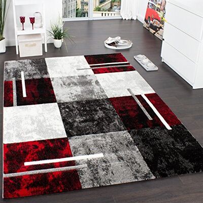 Paco Home Tapis De Créateur Aux Contours Découpés à Carreaux en Rouge Noir, Dimension:240x330 cm - Publicité Paco Home Tapis De Créateur Aux Contours Découpés à Carreaux en Rouge Noir, Dimension:240x330 cm - Publicité