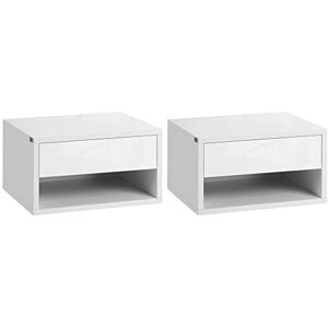 HOMCOM Lot de 2 Tables de Chevet murales, Tables de Nuit suspendues avec tiroir Coulissant, Compartiment Ouvert, Plateau, Style Moderne, 37 x 32 x 21 cm, Blanc - Publicité HOMCOM Lot de 2 Tables de Chevet murales, Tables de Nuit suspendues avec tiroir Coulissant, Compartiment Ouvert, Plateau, Style Moderne, 37 x 32 x 21 cm, Blanc - Publicité