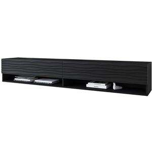 Muebles Slavic - Lowboard 180 cm - Noir ondulé - 2 étagères - TV Lowboard - Publicité Muebles Slavic - Lowboard 180 cm - Noir ondulé - 2 étagères - TV Lowboard - Publicité