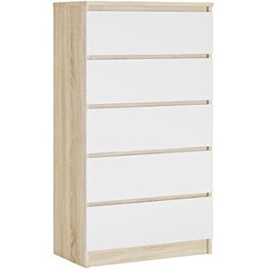 3E 3xE living.com Commode avec 5 tiroirs chêne Sonoma/Blanc, L : 70 cm, H : 125 cm P : 39 cm - Publicité 3E 3xE living.com Commode avec 5 tiroirs chêne Sonoma/Blanc, L : 70 cm, H : 125 cm P : 39 cm - Publicité