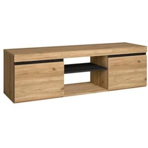 Skraut Home Meuble TV Modèle Naturale Couleur Chêne/Noir Salon-séjour Support Télévision avec étagères et placards de Rangement 140 x 40 x 41 cm(Naturale 140) - Publicité Skraut Home Meuble TV Modèle Naturale Couleur Chêne/Noir Salon-séjour Support Télévision avec étagères et placards de Rangement 140 x 40 x 41 cm(Naturale 140) - Publicité