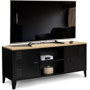 IDMARKET Ester Support TV - 113cm, Métal Noir & Bois - Publicité IDMARKET Ester Support TV - 113cm, Métal Noir & Bois - Publicité