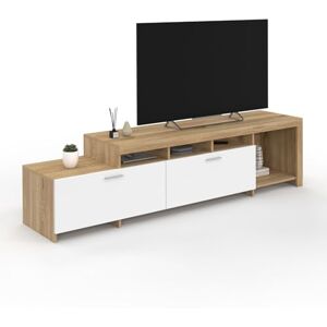 IDMarket Meuble TV 180 cm Malo Bois et placards Blancs - Publicité IDMarket Meuble TV 180 cm Malo Bois et placards Blancs - Publicité