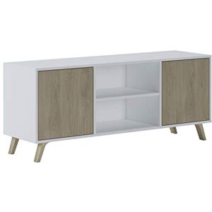 Skraut Home Meuble TV pour Salon 57 x 140 x 40 cm Convient pour TV 32/40/50/55/60" Modèle Wind 140 Blanc Mat 2 Portes battantes Couleur Puccini - Publicité Skraut Home Meuble TV pour Salon 57 x 140 x 40 cm Convient pour TV 32/40/50/55/60" Modèle Wind 140 Blanc Mat 2 Portes battantes Couleur Puccini - Publicité