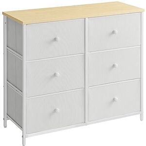 SONGMICS Commode, Meuble de Rangement avec 6 Tiroirs en Tissu, Meuble à Tiroirs avec Cadre Métallique, Plateau, pour Chambre, Dressing, Blanc Crème et Couleur Chêne LTS323W57 - Publicité SONGMICS Commode, Meuble de Rangement avec 6 Tiroirs en Tissu, Meuble à Tiroirs avec Cadre Métallique, Plateau, pour Chambre, Dressing, Blanc Crème et Couleur Chêne LTS323W57 - Publicité