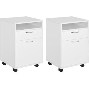 HOMCOM Lot de 2 caissons de Bureau Rangement de Bureau sur roulettes tiroir Placard Niche Panneaux Particules Blanc - Publicité HOMCOM Lot de 2 caissons de Bureau Rangement de Bureau sur roulettes tiroir Placard Niche Panneaux Particules Blanc - Publicité